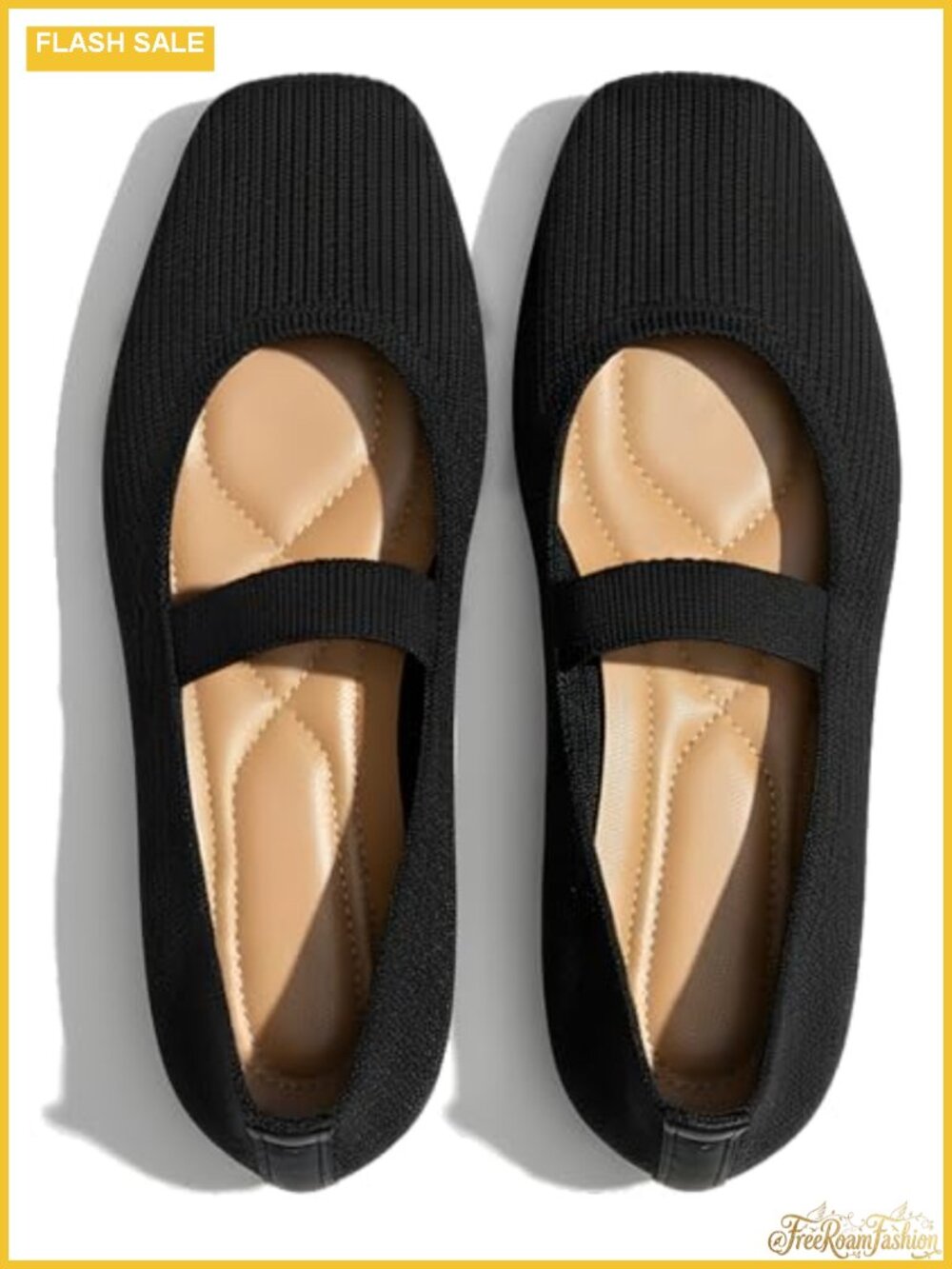 Knit Mary Jane Flats Square Toe Slip-On Women's Comfort Shoes